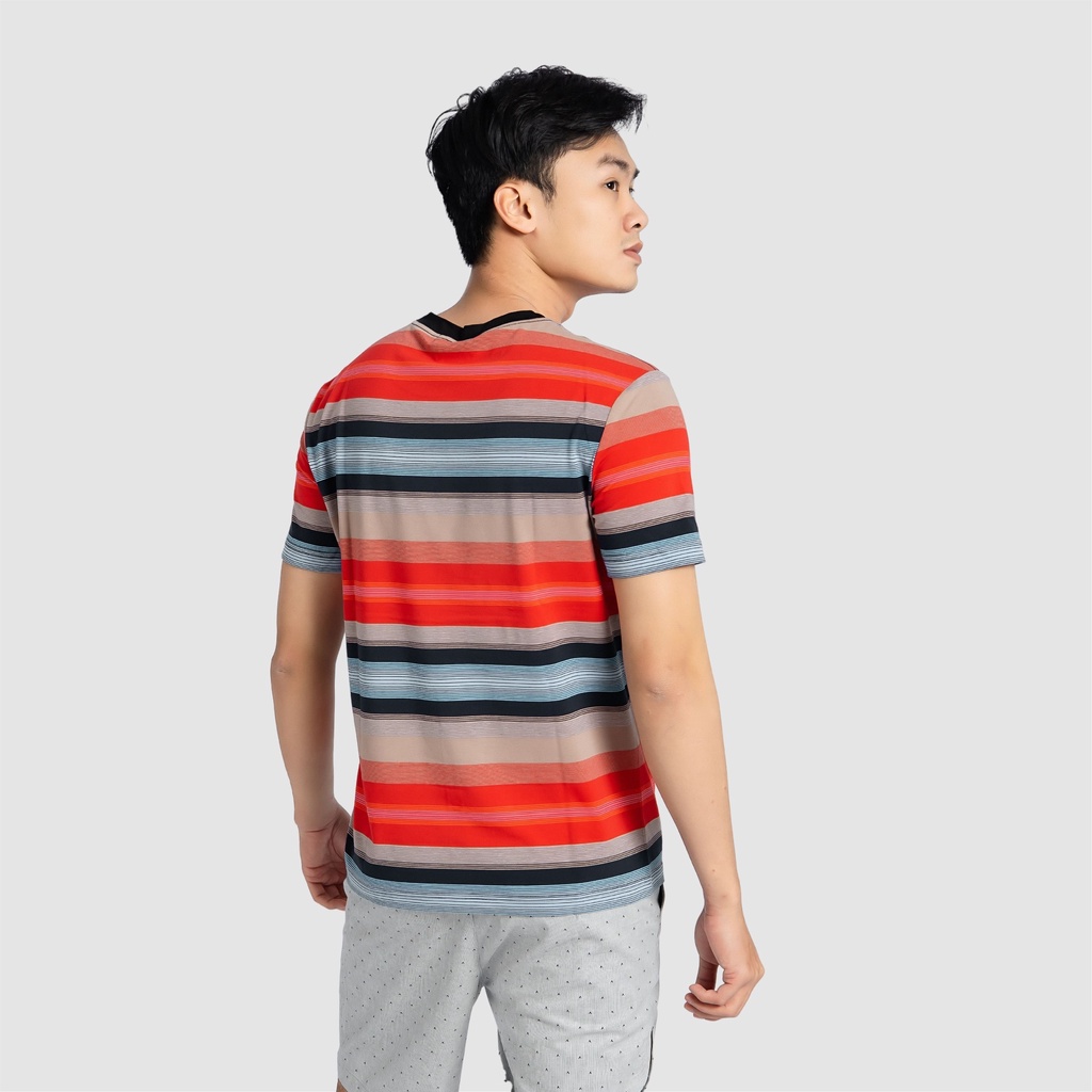 Áo thun ngắn cộc tay nam CIZA cổ tròn vải cotton hoạ tiết kẻ ngang độc đáo form slim size S M L XL ATNS19