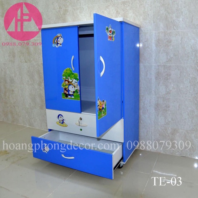 Tủ nhựa đài loan lõi gỗ 2 cánh 2 hộc 84*1m25*45