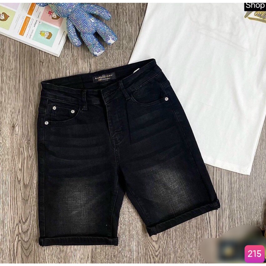 Quần Short Jean Đùi Ngắn Rin Nam Xám Đen Trơn Co Giãn 4 chiều M272