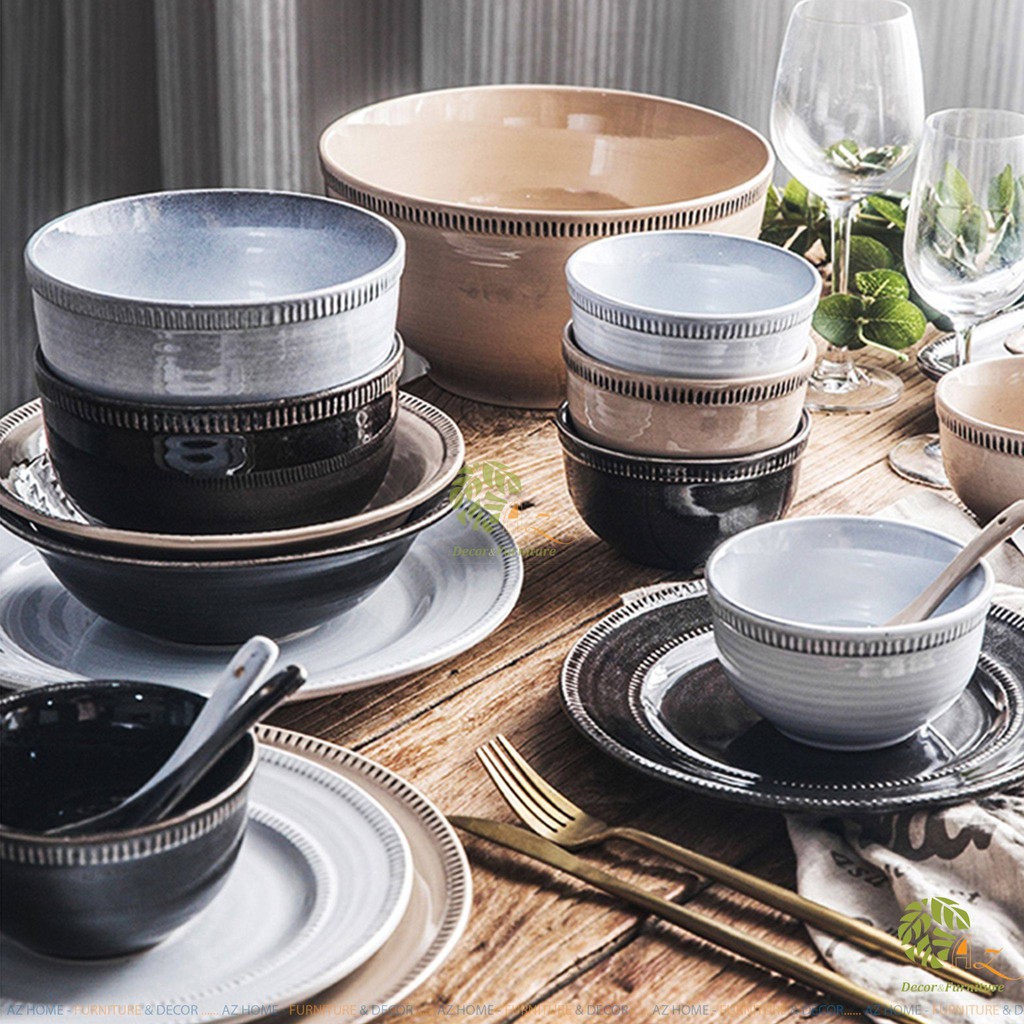 Bộ bát đĩa gốm sứ cao cấp lẻ Nile phong cách bắc âu