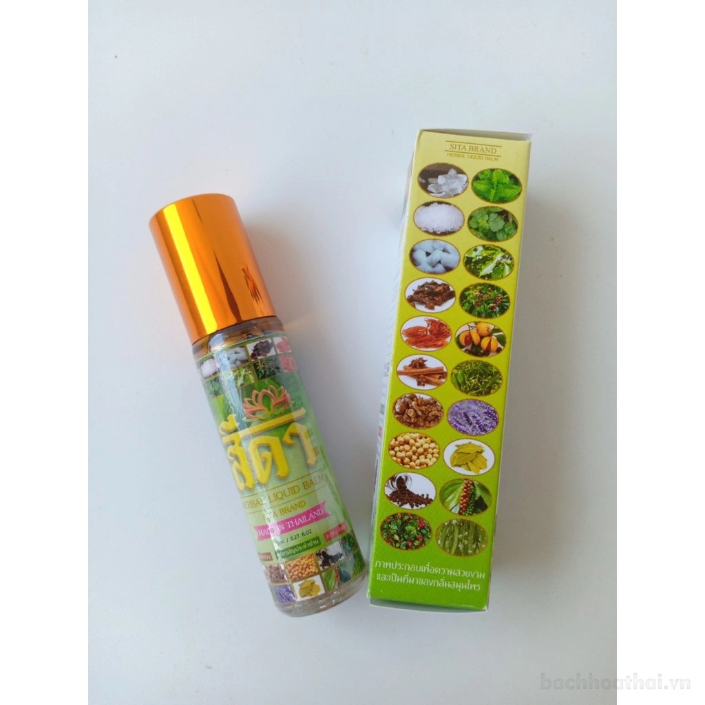 [8ml] Dầu Ngâm 20 Vị Thảo Dược SITA BRAND HERBAL LIQUID BALM Thái Lan