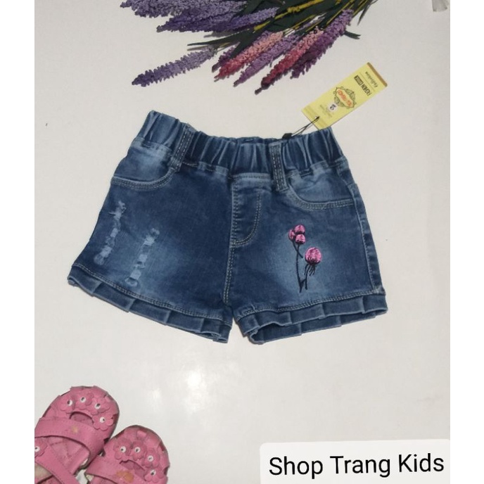 Sỉ, lẻ quần jean  đùi cao cấp bé gái thêu hoa, hàng loại 1, co dãn 4 chiều