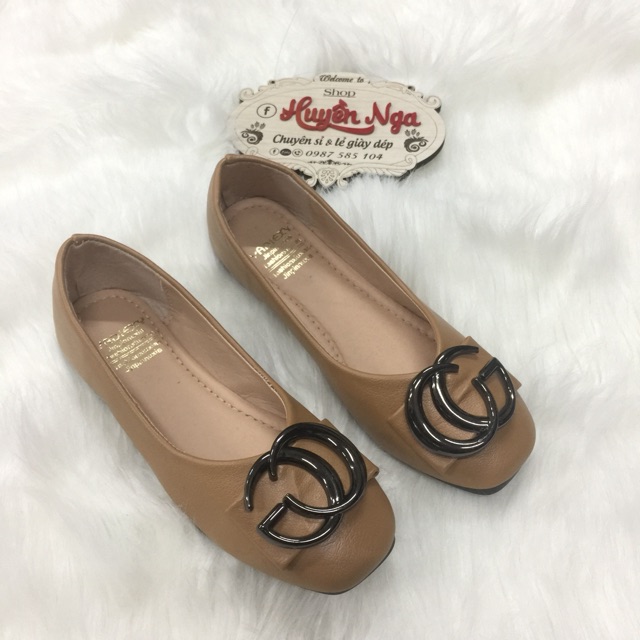 Giầy búp bê nữ màu vàng bò M02