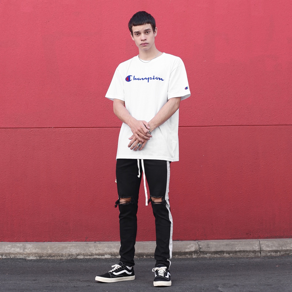 ÁO THUN CHAMPION BIG LOGO CHỮ IN MÀU TRẮNG