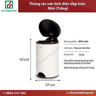 Thùng rác Fitis hình trụ tròn đạp chân -  thấp RPS1-904