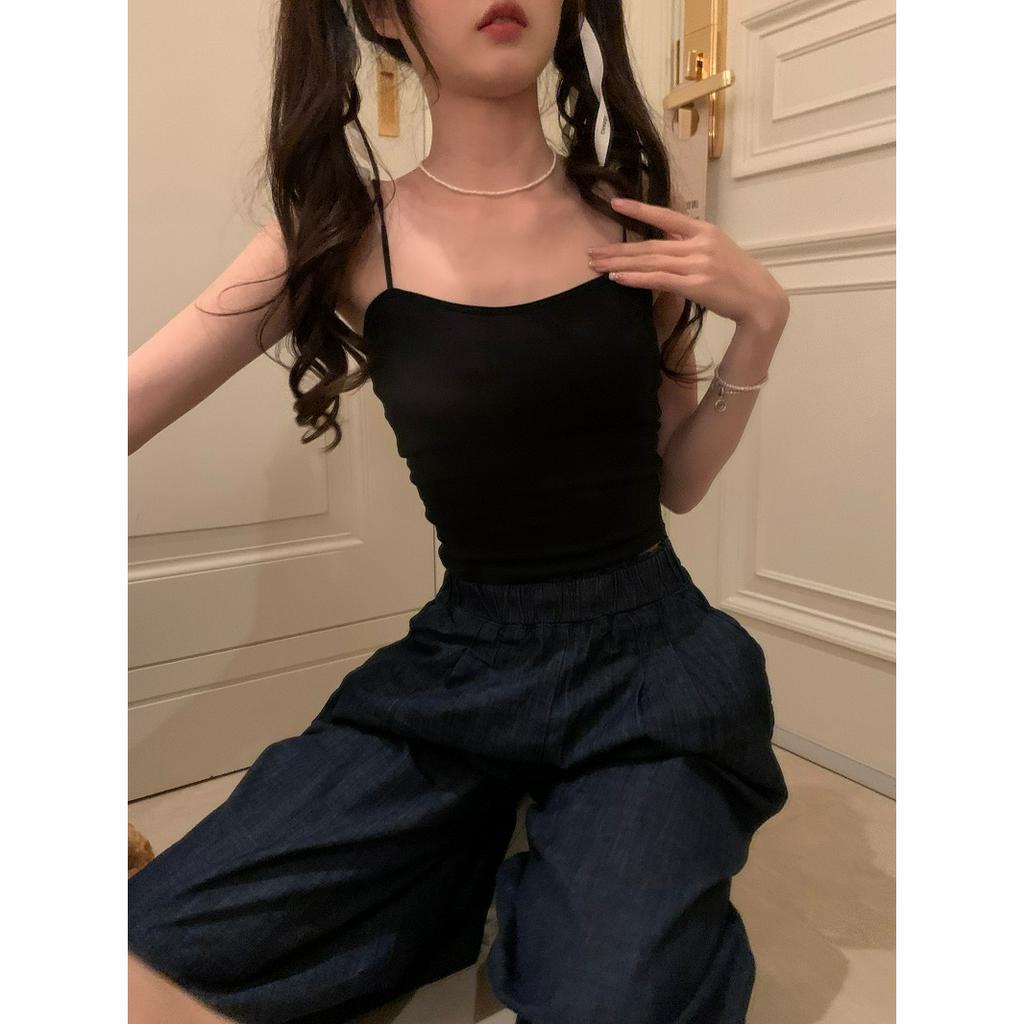 Áo Hai Dây Màu Trơn Có Đệm Ngực Thời Trang Hong Kong Cho Nữ