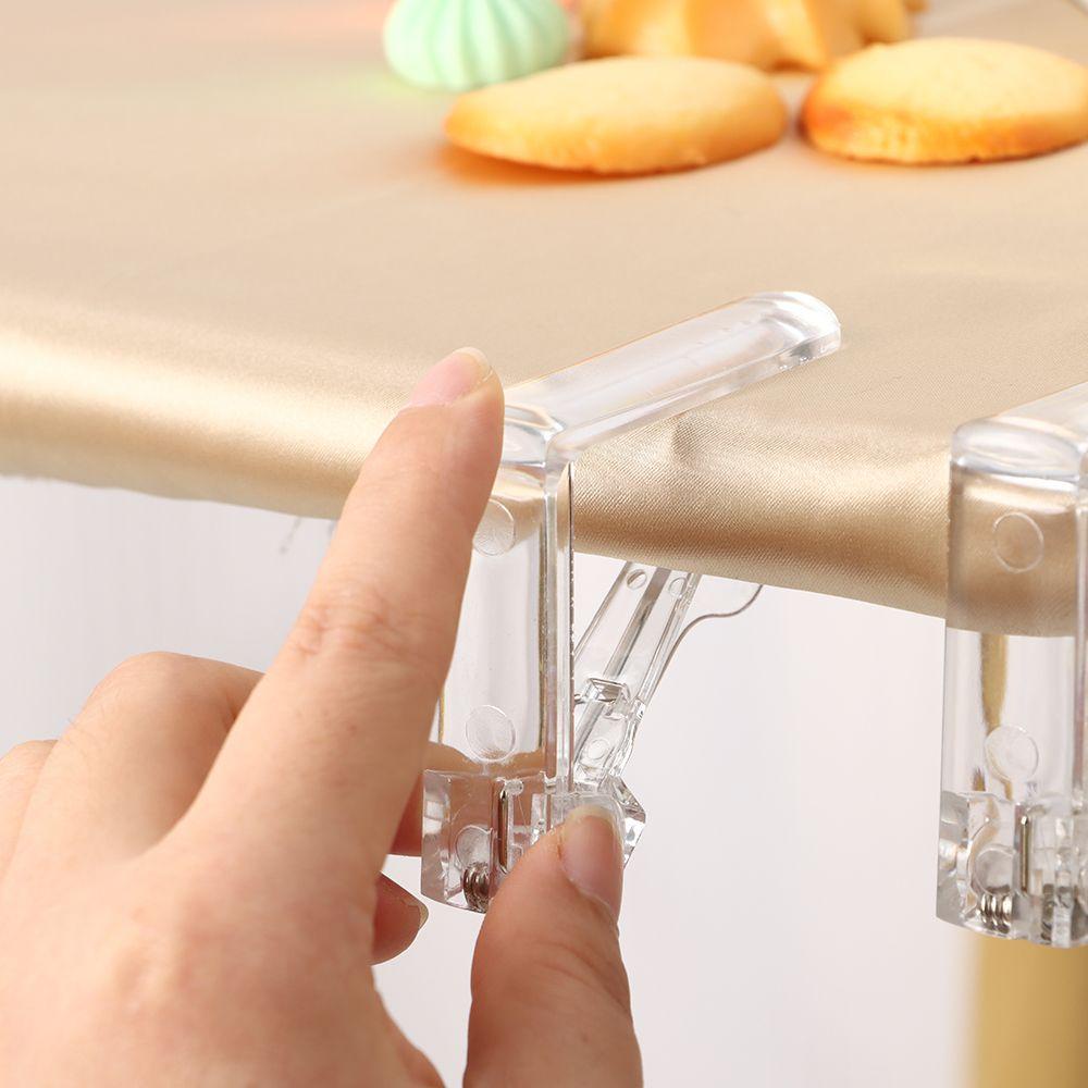Set 4 Kẹp Giữ Khăn Trải Bàn Bằng Nhựa Trong Suốt