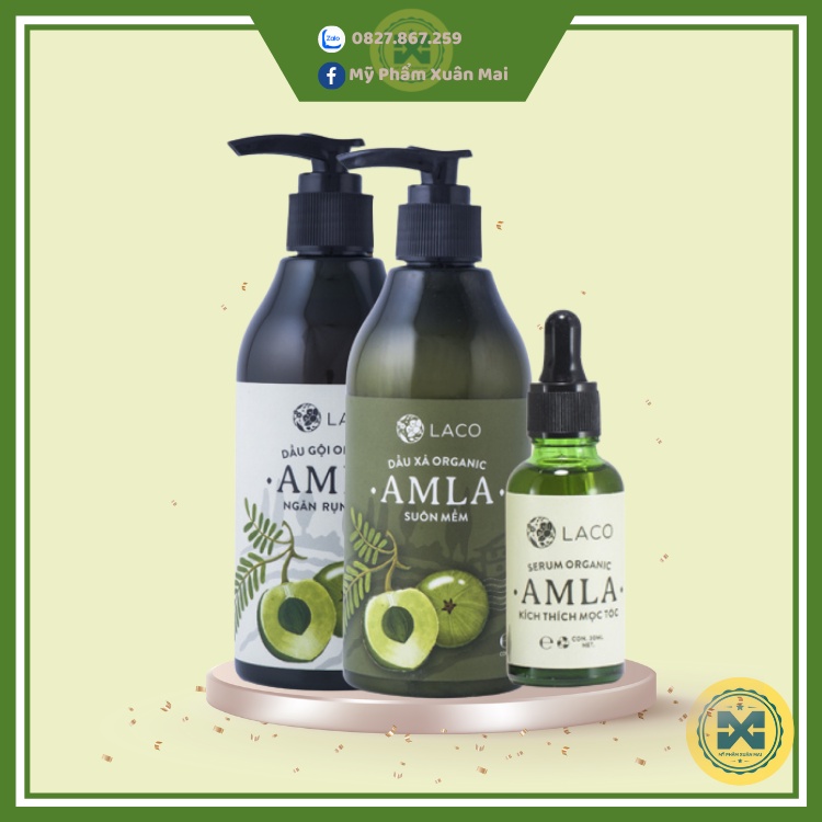 Bộ ba sản phẩm Dầu gội – Dầu xả – Serum Amla Laco chống rụng kích thích mọc tóc