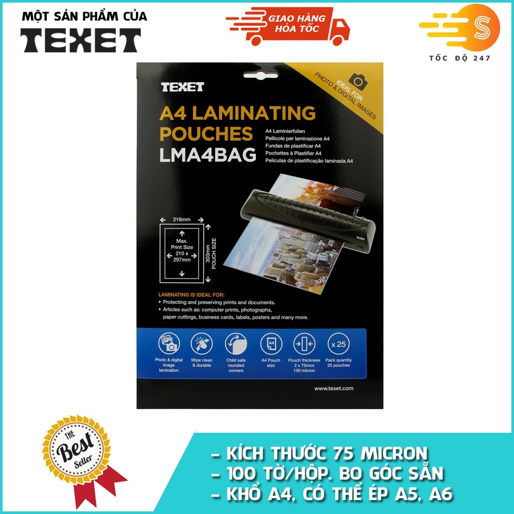 Túi 25 tờ màng ép nhựa A4 TEXET LMA4BAG75