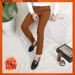 Quần tây nam màu nâu vải co giãn, học sinh, công sở chất dày đẹp màu xám đậm