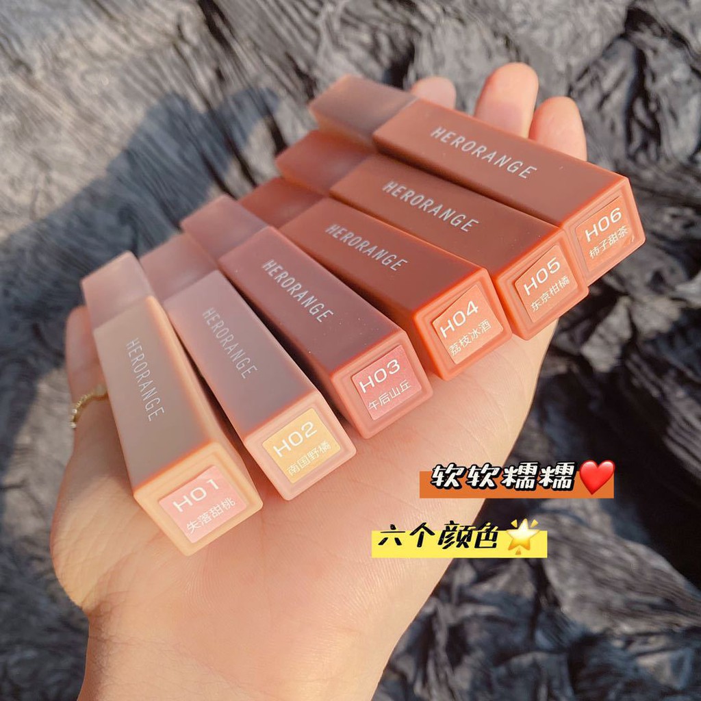 Son lì HERORANGE/MINIJUMIE mềm mịn như nhung chống thấm nước chống khô môi lâu trôi