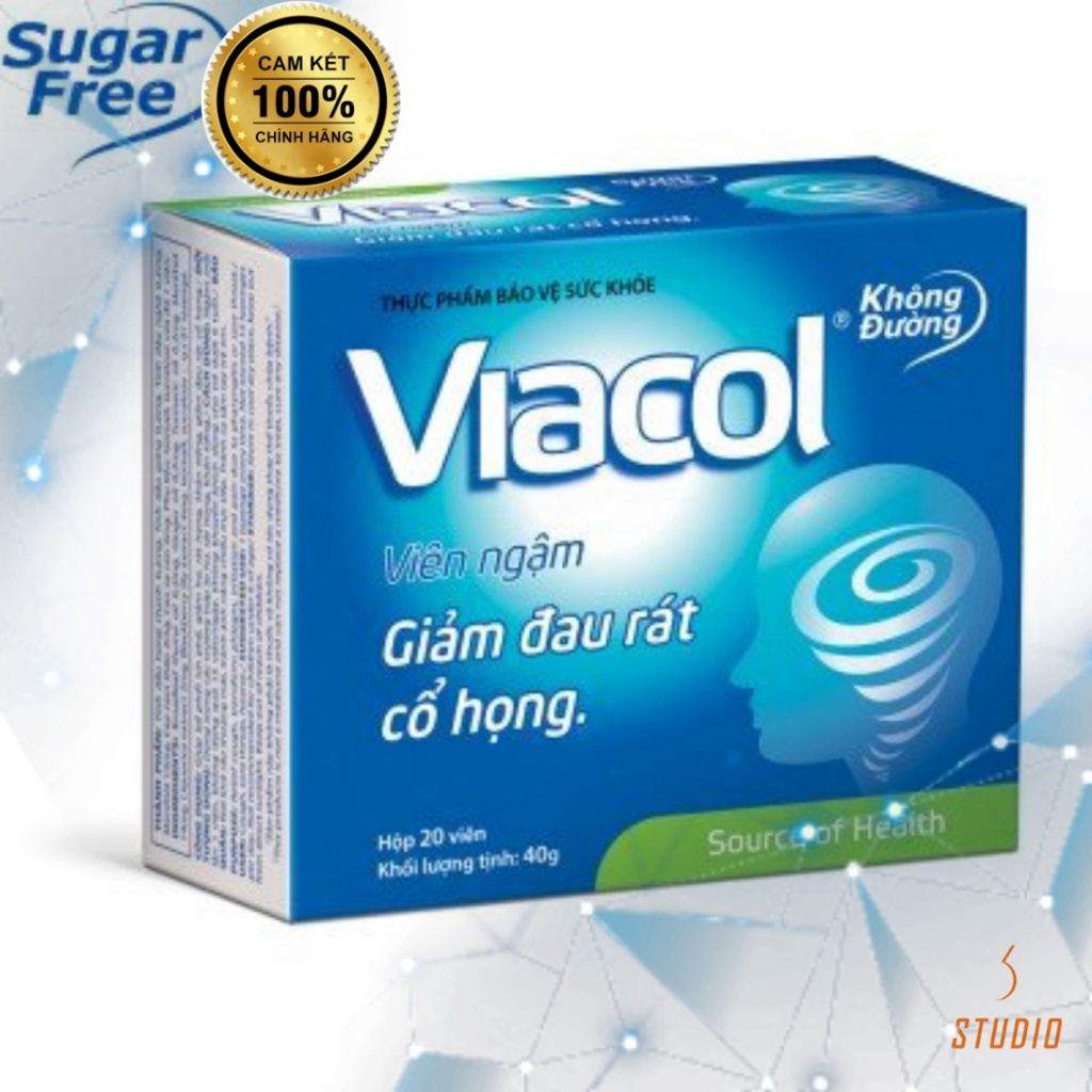 Kẹo ngậm ho Viacol Vietnat thảo mộc không đường giảm ho, đau họng - Hộp 20 viên