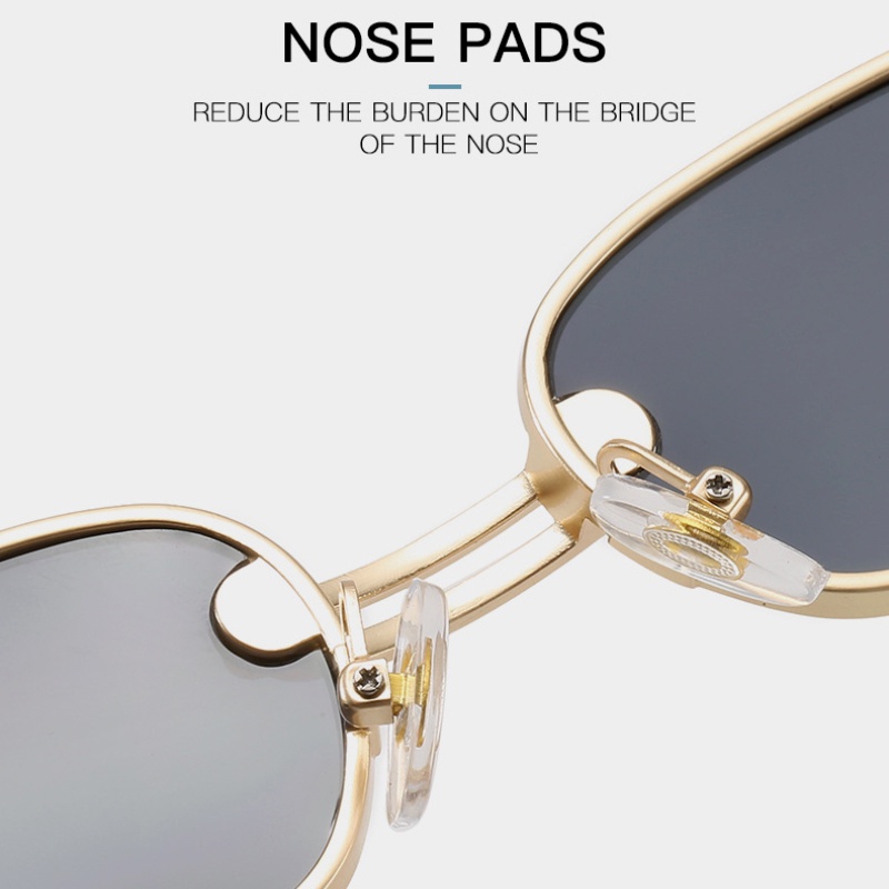 (KIQI-FASHION) COD Kính Mát Chống Tia UV Hình Chữ Nhật Gọng Kim Loại Thời Trang Mùa Hè Chất Lượng Cao Phong Cách Hip Hop Mới Cho Nam Và Nữ