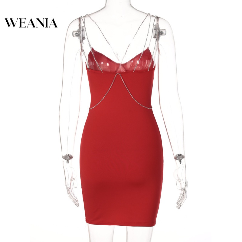 Đầm Dài Hở Lưng Phối Dây Xích Đính Đá Lấp Lánh Quyến Rũ Cho Nữ