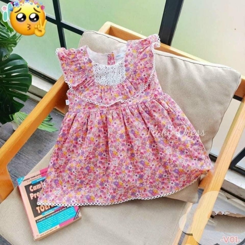 🌸Váy hoa nhí phối ren cho bé gái đáng yêu 🌱 Thiết kế đơn giản nhưng màu sắc tươi sáng sẽ làm bật tone da bé