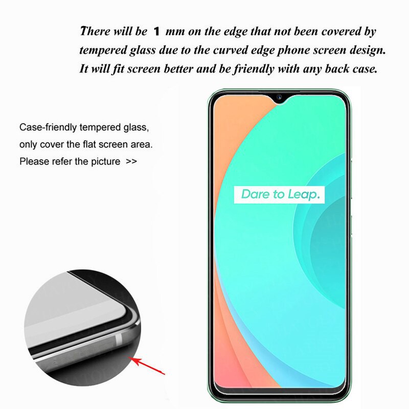 Miếng Dán Kính Cường Lực Cho Realme C11, Dán Cường Lực 9H, Mép Kính Được Làm Cong 2.5D