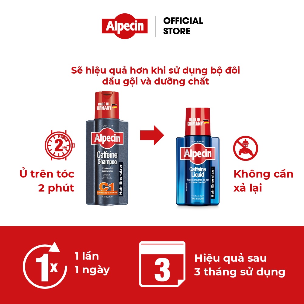 Bộ dầu gội và tinh chất ngăn rụng tóc Alpecin C1 250ml caffeine giúp tóc chắc khỏe hương nước hoa