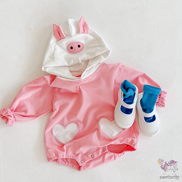 Áo liền quần cotton mũ trùm thời trang thu đông phong cách Hàn Quốc cho bé