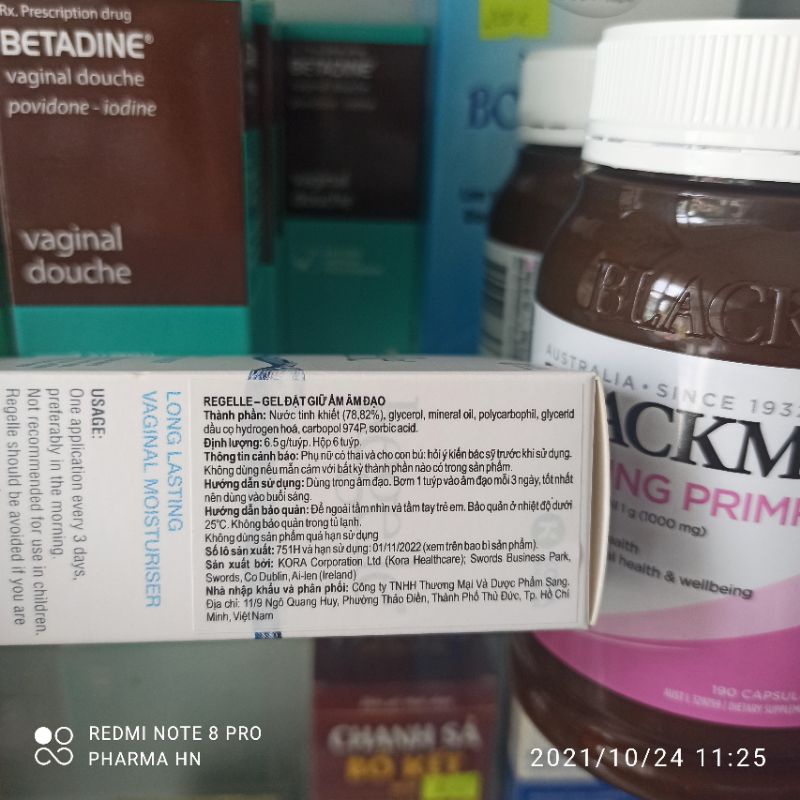 Regelle Gel đặt bôi trơn và giữ ẩm âm đạo