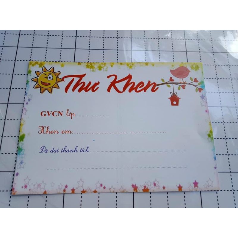 Combo 10 thư khen thưởng học sinh, in giấy bìa, kích thước a5