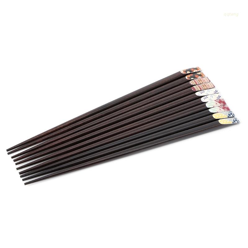 Qq* Đũa Gỗ Đầu Nhọn In Họa Tiết Phong Cách Nhật Bản Cho Nhà Bếp