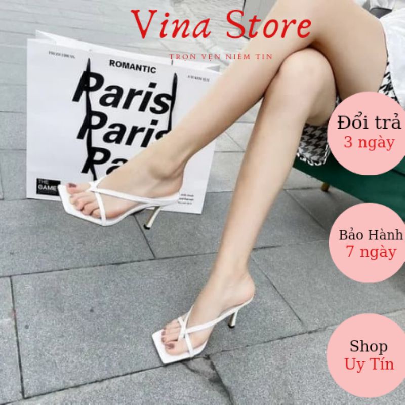 Guốc Cao Gót 5P Quai kẹp mảnh đế nhọn mũi vuông GK - mã S07
