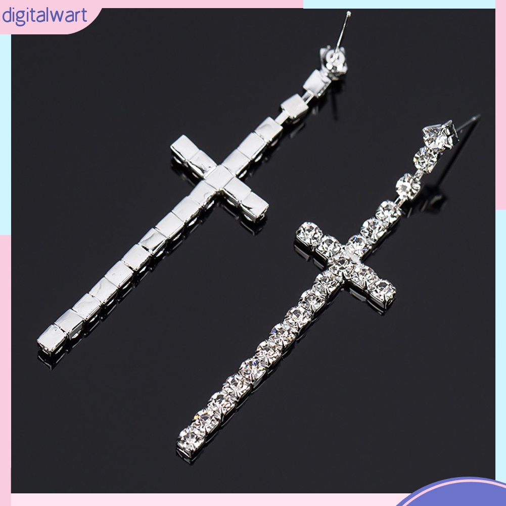 Khuyên Tai Chữ Thập Đính Đá Thời Trang Cho Nữ