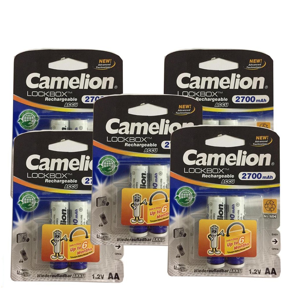 Bộ 2 PIN SẠC AA,AAA CAMELION 2700MAH, 2500MAH, 1100MAH. Sạc Nhanh Camelion