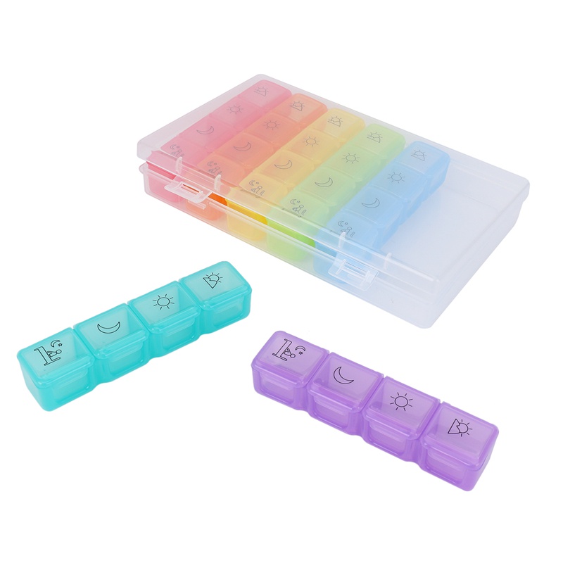 Hộp Đựng Thuốc Viên Chia Ngăn 2Nd Gen (7 Ngày / 4 Thời Gian) Với Ngăn Rộng Đựng Thuốc Cỡ Lớn