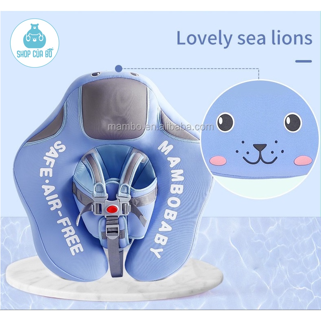 Phao bơi không bơm hơi cho bé từ 3-24 tháng phao chống lật cao cấp Mambobaby