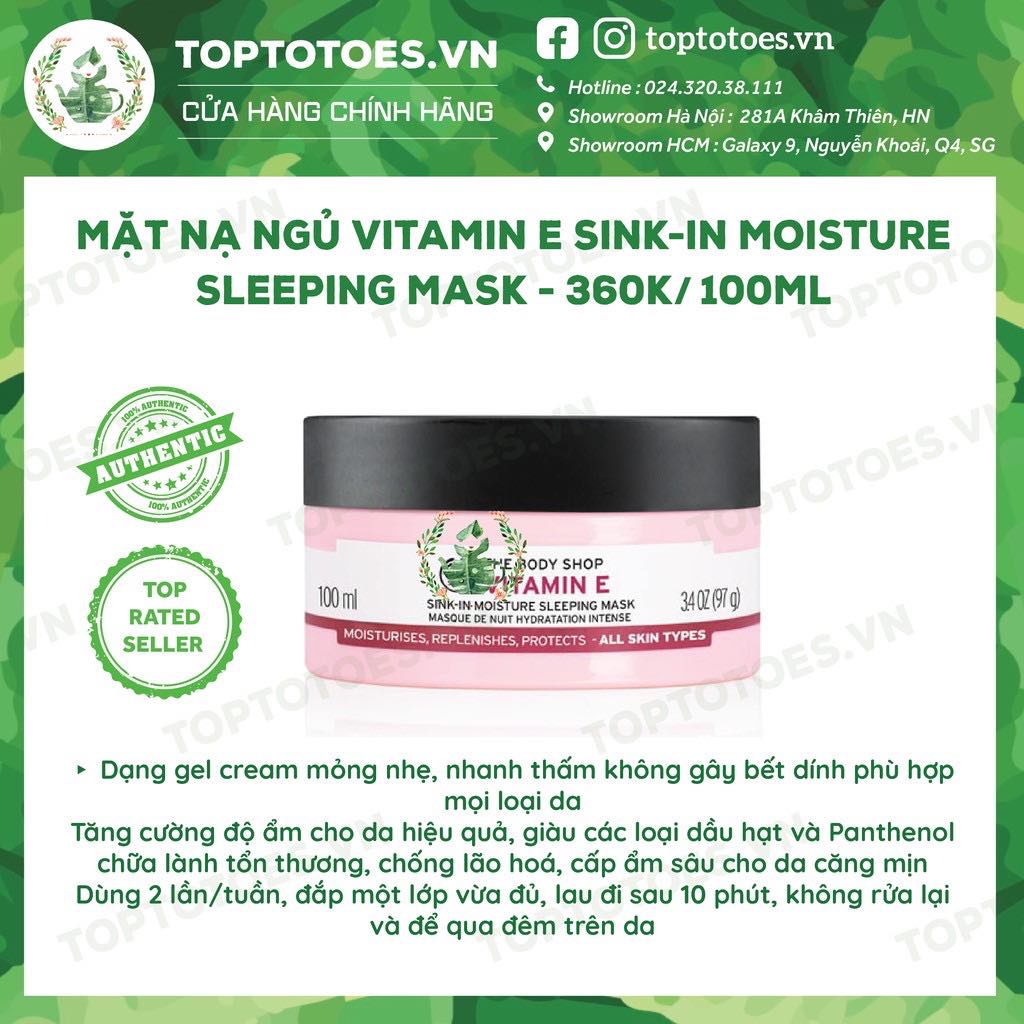 Mặt nạ ngủ The Body Shop Vitamin E Sink-in Moisture dưỡng da mềm ẩm, sáng mịn