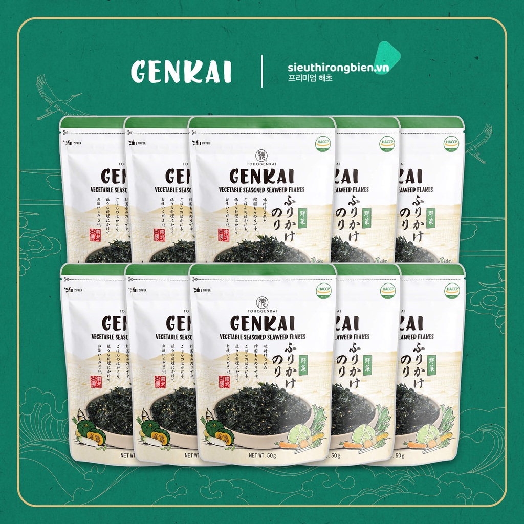 COMBO 10 gói rong biển trộn cơm vị rau củ cho bé - nhập khẩu chính hãng Hàn Quốc, tổng khối lượng 500gram