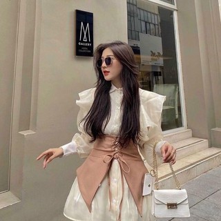 Đầm voan kèm corset ,tự điều chỉnh dây vừa với eo nàng được nhen ( Kèm ảnh thật trải sàn )