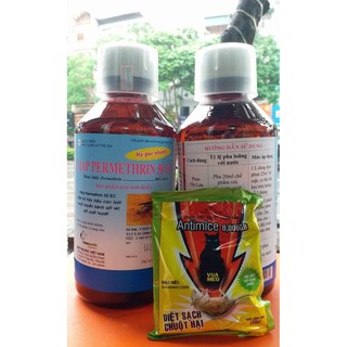 (tặng gói thuốc chuột dạng thóc) THUỐC MUỖI PERMETHRIN 50 EC 1000ML