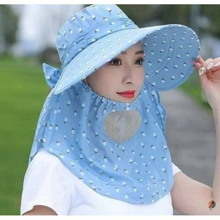 Mũ Che Nắng Kèm Khẩu Trang Chống Tia Uv Bảo Vệ Mặt Và Cổ Chất Liệu Cotton Có Thể Tháo Rời