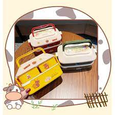 Hộp Cơm Văn Phòng Bento Kiểu Nhật 2 Tầng Và Quai Xách, Có Kèm Thìa Rĩa