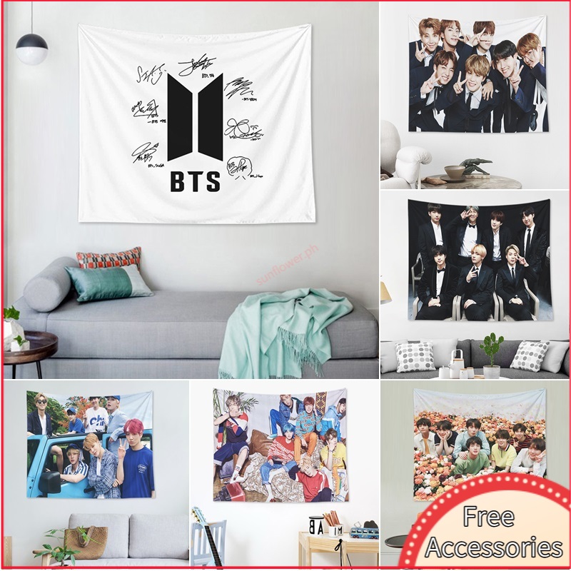 Thảm Treo Tường Trang Trí Hình Nhóm Nhạc Bts