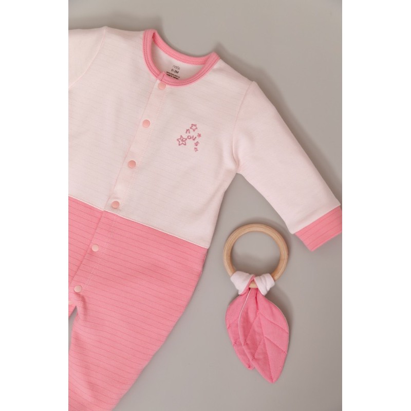 Body có tất hồng/ghi nhạt cho bé từ 0-12m
