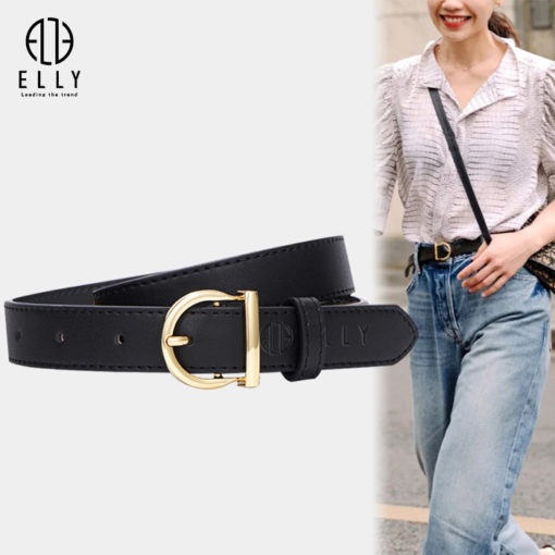 Dây lưng ELLY nữ da thật Nâu Đen – ED50