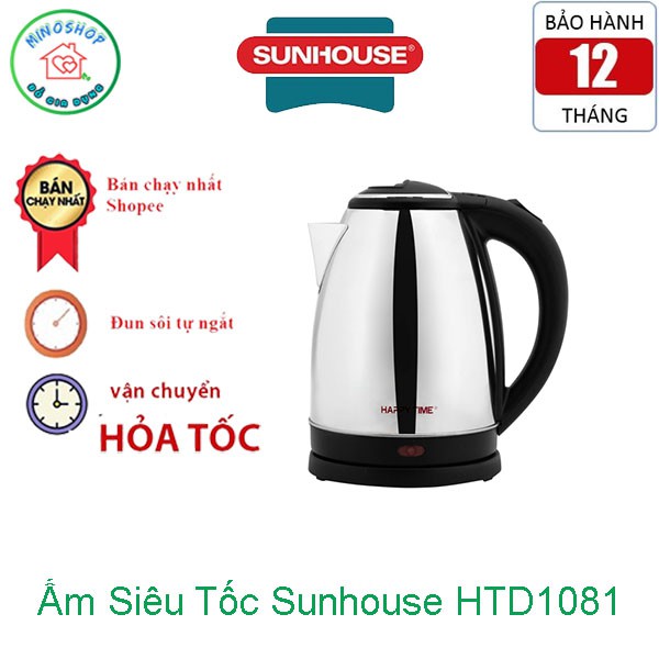 Ấm Siêu Tốc Inox 1.8L Sunhouse Happy Time HTD1081