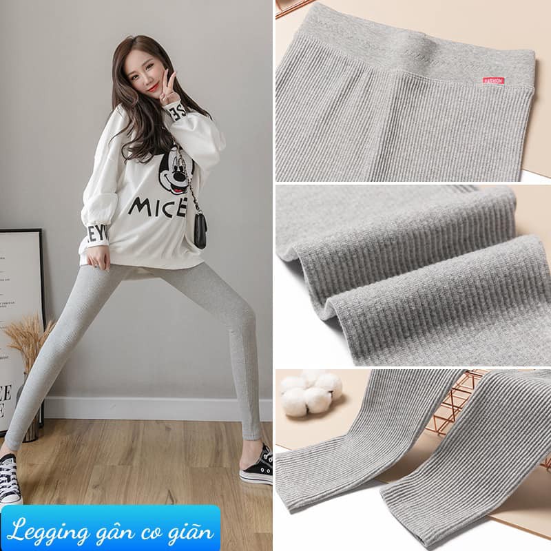 Quần legging nữ len tăm lưng cao nỉ nữ dáng dài ôm body cạp chữ | WebRaoVat - webraovat.net.vn