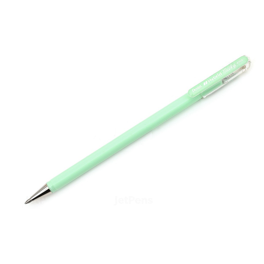 Bút gel sữa dạ quang Pentel Hybird Milky - Metal tip 0.8mm - Màu xanh lá pastel (Pastel Green)