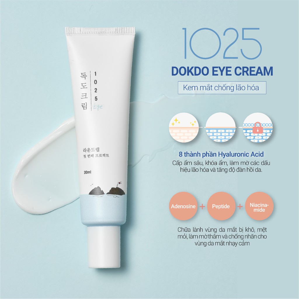 [Mã BMBAU50 giảm 7% đơn 99K] Kem mắt chống lão hóa Round Lab 1025 Dokdo Eye Cream 30ml