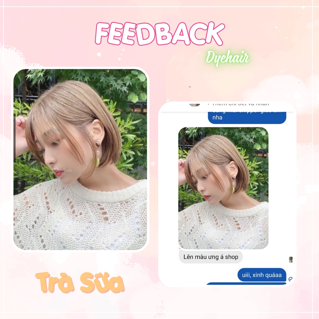 Thuốc nhuộm tóc màu TRÀ SỮA DYE HAIR, tặng kèm oxy trợ dưỡng và bao tay