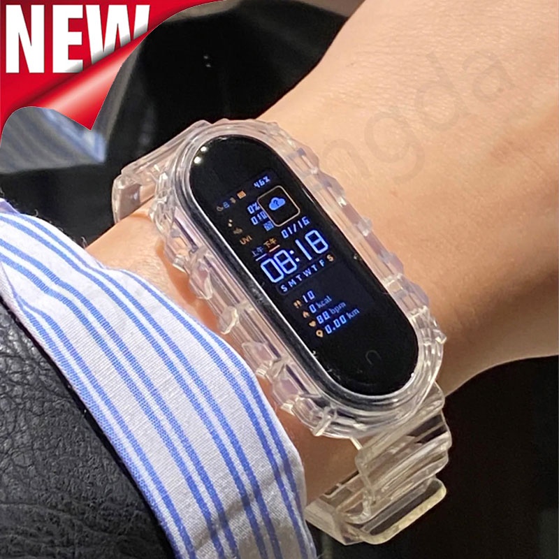 Dây đeo đồng hồ bằng silicon trong suốt dành cho đồng hồ thông minh Xiaomi Mi Band 6 5 4 3