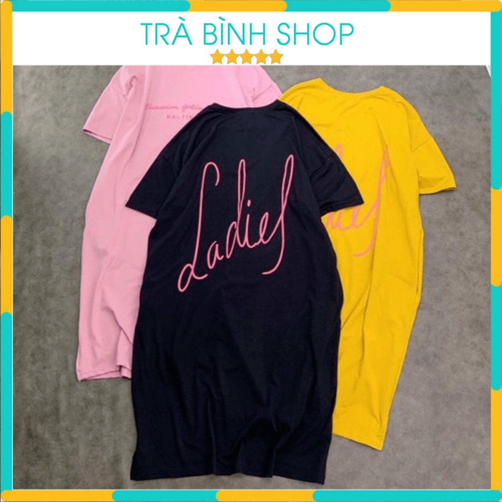 Đầm suông cotton in họa tiết Ladiel Váy dáng dài tay lỡ thoáng mát