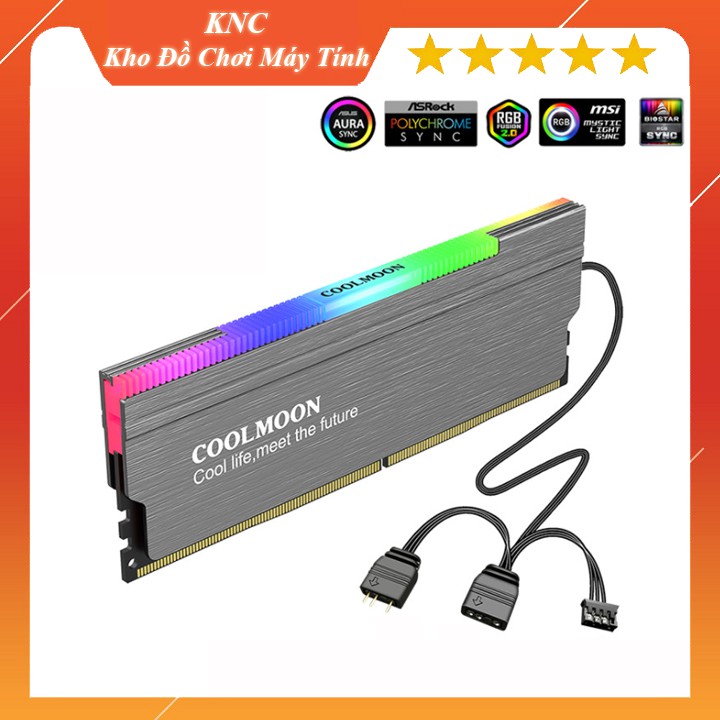 Tản Nhiệt Làm Mát Ram Coolmoon Led 5v ARGB, Đồng Bộ Màu Mainboard, Hub Coolmoon, Màu Xám