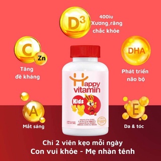 Kẹo Happy Vitamin Kids Bổ Sung Tổng Hợp Dưỡng Chất | Giúp Bé Cao Lớn Thông Minh Khỏe Mạnh | DAUTOIDENOMEGA3