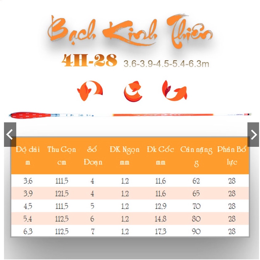 Cần câu đài 4H Bạch Kinh Thiên nội địa trung cao cấp công nghệ carbon Xpipal câu cá cảm giác CD44