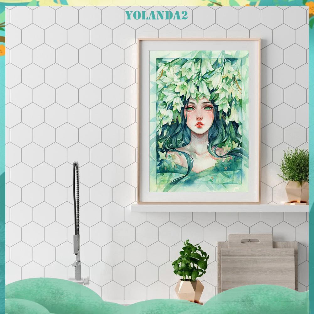 Bộ tranh thêu chữ thập 11ct hình cô gái và hoa làm thủ công